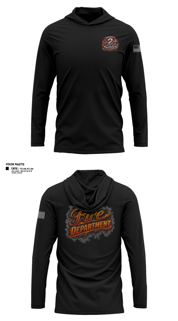 Long Sleeve Performance Shirt with hood, Sibley District 2, Fire Department, Teamtime, Team time, sublimation, custom sports apparel, team uniforms, spirit wear, spiritwear, sports uniforms, custom shirts, team store, custom team store, fundraiser sports, apparel fundraiser