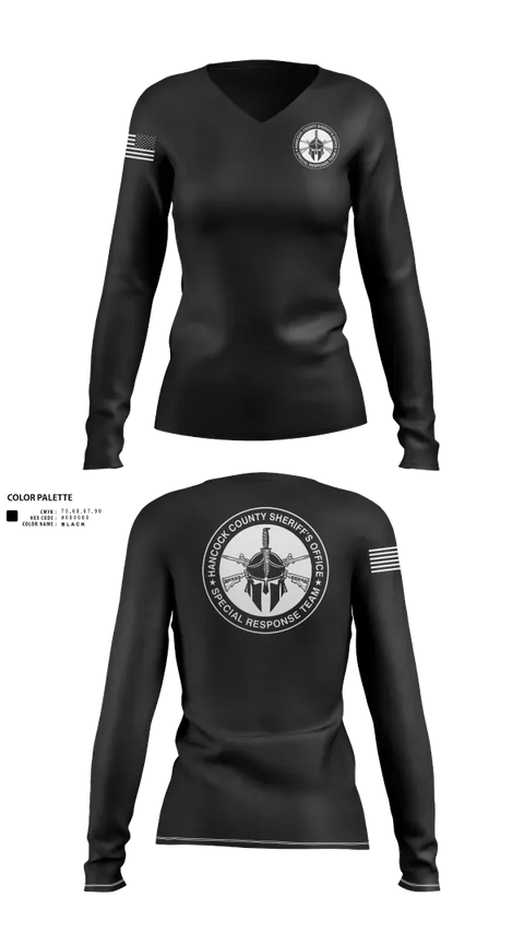 Womens Long Sleeve Vneck Shirt, Hancock County Special Response Team, Police, Teamtime, Team time, sublimation, custom sports apparel, team uniforms, spirit wear, spiritwear, sports uniforms, custom shirts, team store, custom team store, fundraiser sports, apparel fundraiser