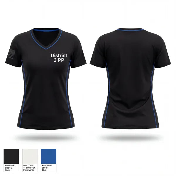 Womens Short Sleeve Vneck Shirt, District 3 P&PDistrict 3 P&P, Police, Teamtime, Team time, sublimation, custom sports apparel, team uniforms, spirit wear, spiritwear, sports uniforms, custom shirts, team store, custom team store, fundraiser sports, apparel fundraiser