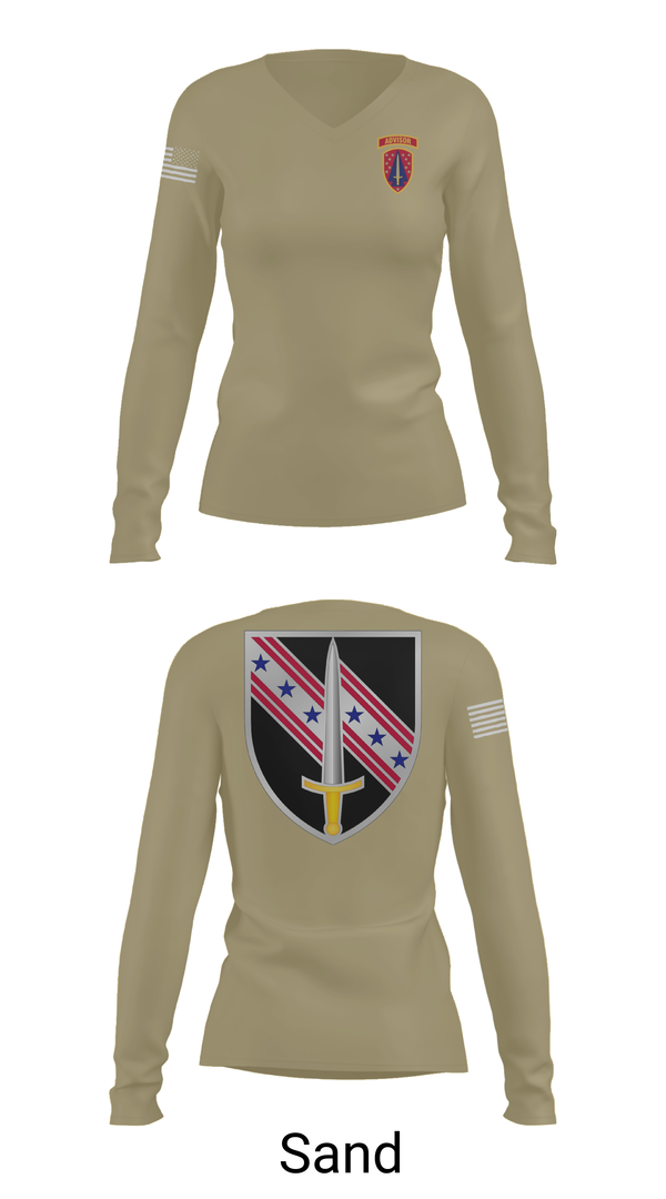 Womens Long Sleeve Vneck Shirt, 6/54th Security Force Assistance Brigade, , Teamtime, Team time, sublimation, custom sports apparel, team uniforms, spirit wear, spiritwear, sports uniforms, custom shirts, team store, custom team store, fundraiser sports, apparel fundraiser