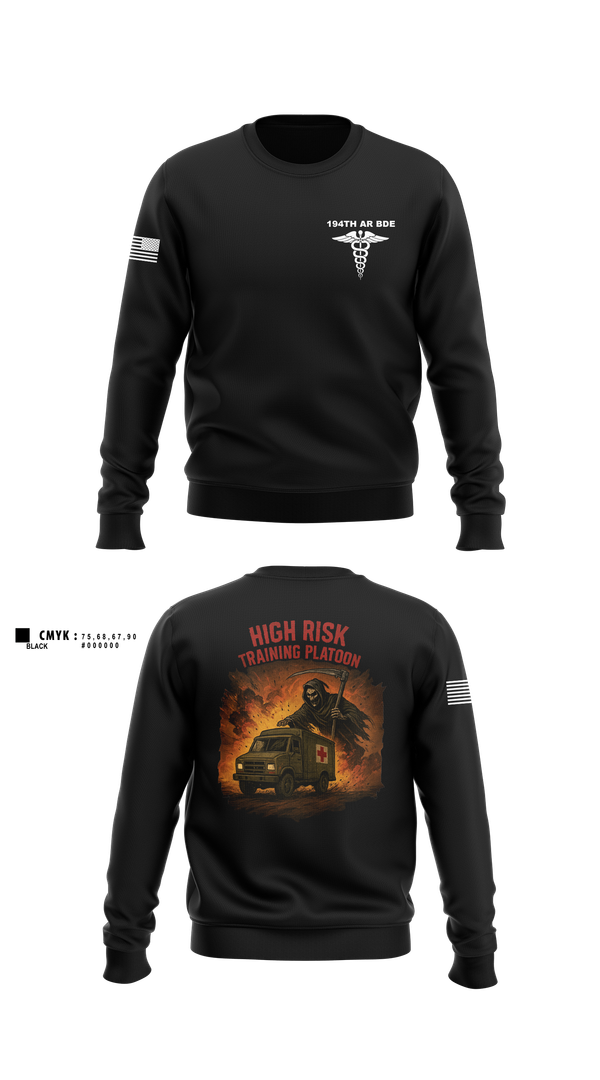 Crew Neck Sweatshirt, 194th AR BDE HRT Medics, Army, Teamtime, Team time, sublimation, custom sports apparel, team uniforms, spirit wear, spiritwear, sports uniforms, custom shirts, team store, custom team store, fundraiser sports, apparel fundraiser