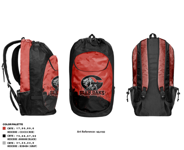 Gear Bag, Glen Oaks High School Cross Country, Cross Country, Teamtime, Team time, sublimation, custom sports apparel, team uniforms, spirit wear, spiritwear, sports uniforms, custom shirts, team store, custom team store, fundraiser sports, apparel fundraiser