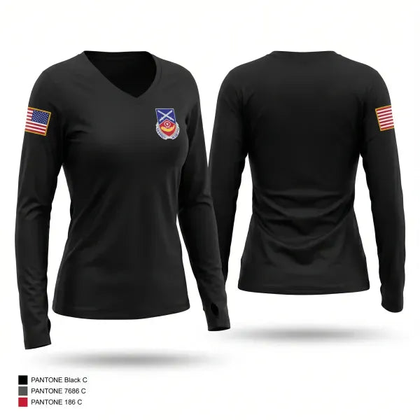 Womens Long Sleeve Vneck Shirt, 249 TH RTI, Army, Teamtime, Team time, sublimation, custom sports apparel, team uniforms, spirit wear, spiritwear, sports uniforms, custom shirts, team store, custom team store, fundraiser sports, apparel fundraiser