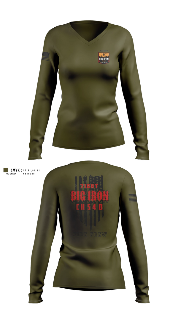 Womens Long Sleeve Vneck Shirt, Big Iron, Fire Department, Teamtime, Team time, sublimation, custom sports apparel, team uniforms, spirit wear, spiritwear, sports uniforms, custom shirts, team store, custom team store, fundraiser sports, apparel fundraiser