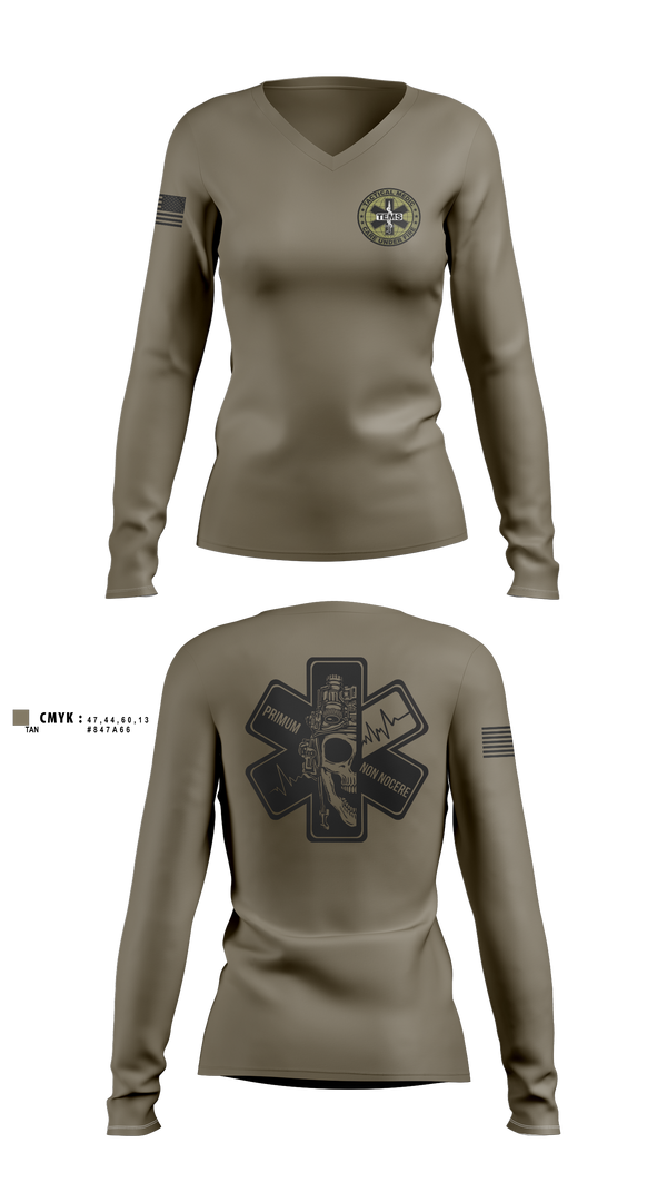 Womens Long Sleeve Vneck Shirt, Jim Wells County sheriff, EMS/EMT, Teamtime, Team time, sublimation, custom sports apparel, team uniforms, spirit wear, spiritwear, sports uniforms, custom shirts, team store, custom team store, fundraiser sports, apparel fundraiser