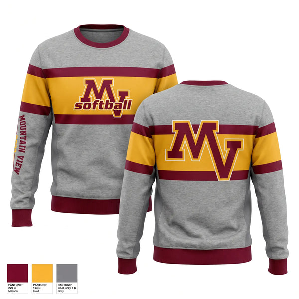 Crew Neck Sweatshirt, Mountain View Bruins, Softball, Teamtime, Team time, sublimation, custom sports apparel, team uniforms, spirit wear, spiritwear, sports uniforms, custom shirts, team store, custom team store, fundraiser sports, apparel fundraiser