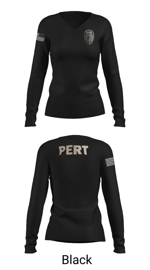 Womens Long Sleeve Vneck Shirt, PERT, Police, Teamtime, Team time, sublimation, custom sports apparel, team uniforms, spirit wear, spiritwear, sports uniforms, custom shirts, team store, custom team store, fundraiser sports, apparel fundraiser