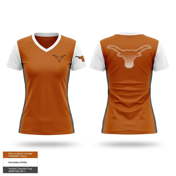 Womens Short Sleeve Vneck Shirt, Los Gatos Longhorns, , Teamtime, Team time, sublimation, custom sports apparel, team uniforms, spirit wear, spiritwear, sports uniforms, custom shirts, team store, custom team store, fundraiser sports, apparel fundraiser