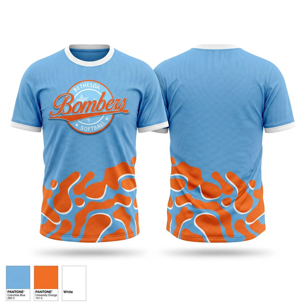 Soft Poly Tee Cotton Like Feel, Bethesda Bombers, Softball, Teamtime, Team time, sublimation, custom sports apparel, team uniforms, spirit wear, spiritwear, sports uniforms, custom shirts, team store, custom team store, fundraiser sports, apparel fundraiser