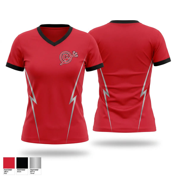 Womens Short Sleeve Vneck Shirt, Clinton Red Devils, Track & Field, Teamtime, Team time, sublimation, custom sports apparel, team uniforms, spirit wear, spiritwear, sports uniforms, custom shirts, team store, custom team store, fundraiser sports, apparel fundraiser