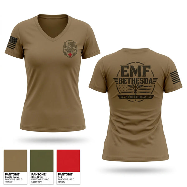 Womens Short Sleeve Vneck Shirt, EMF BETHESDA, Navy, Teamtime, Team time, sublimation, custom sports apparel, team uniforms, spirit wear, spiritwear, sports uniforms, custom shirts, team store, custom team store, fundraiser sports, apparel fundraiser