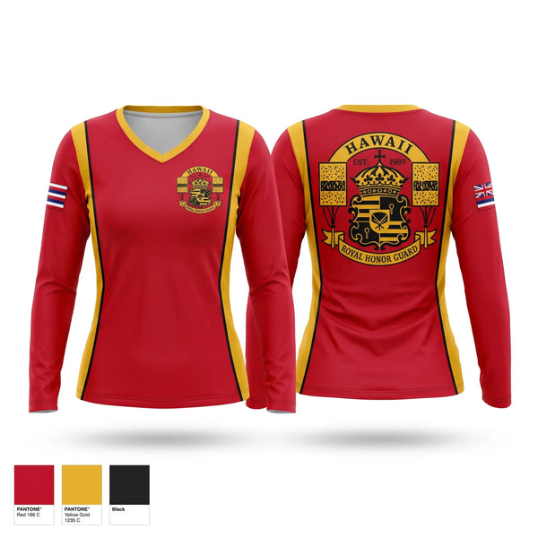 Womens Long Sleeve Vneck Shirt, Hawaii Royal Honor Guard, , Teamtime, Team time, sublimation, custom sports apparel, team uniforms, spirit wear, spiritwear, sports uniforms, custom shirts, team store, custom team store, fundraiser sports, apparel fundraiser