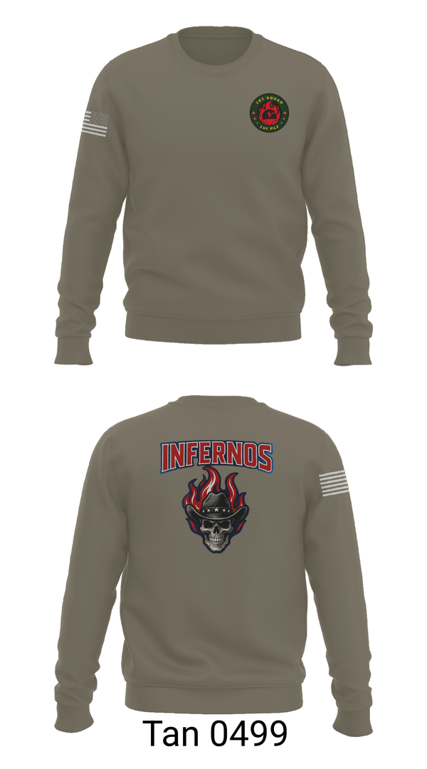 Crew Neck Sweatshirt, 1st Squad Infernos, Army, Teamtime, Team time, sublimation, custom sports apparel, team uniforms, spirit wear, spiritwear, sports uniforms, custom shirts, team store, custom team store, fundraiser sports, apparel fundraiser