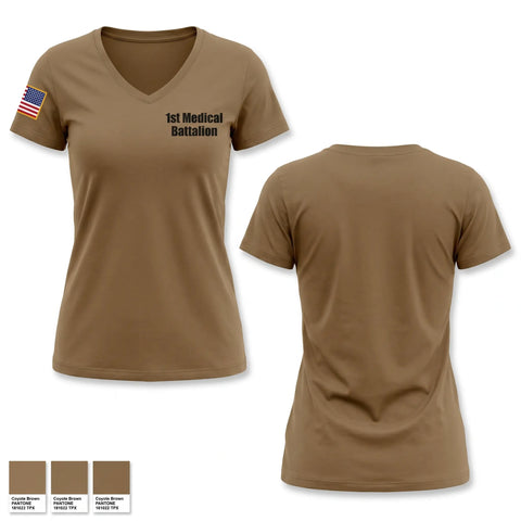 Womens Short Sleeve Vneck Shirt, 1st Medical Battalion, Navy, Teamtime, Team time, sublimation, custom sports apparel, team uniforms, spirit wear, spiritwear, sports uniforms, custom shirts, team store, custom team store, fundraiser sports, apparel fundraiser