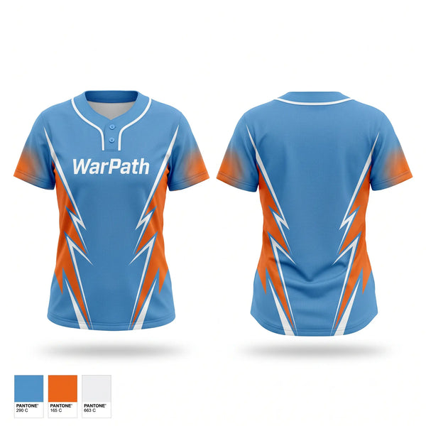 Two Button Softball Jersey, WarPath, Softball, Teamtime, Team time, sublimation, custom sports apparel, team uniforms, spirit wear, spiritwear, sports uniforms, custom shirts, team store, custom team store, fundraiser sports, apparel fundraiser