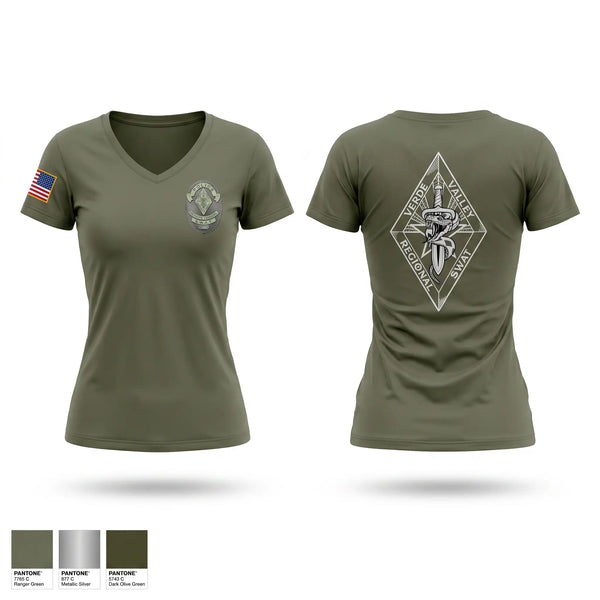 Womens Short Sleeve Vneck Shirt, Verde Valley Regional SWAT, Police, Teamtime, Team time, sublimation, custom sports apparel, team uniforms, spirit wear, spiritwear, sports uniforms, custom shirts, team store, custom team store, fundraiser sports, apparel fundraiser