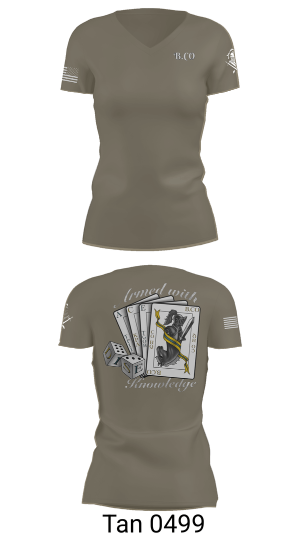 Womens Short Sleeve Vneck Shirt, Bravo Company 532ND Military Battalion, , Teamtime, Team time, sublimation, custom sports apparel, team uniforms, spirit wear, spiritwear, sports uniforms, custom shirts, team store, custom team store, fundraiser sports, apparel fundraiser
