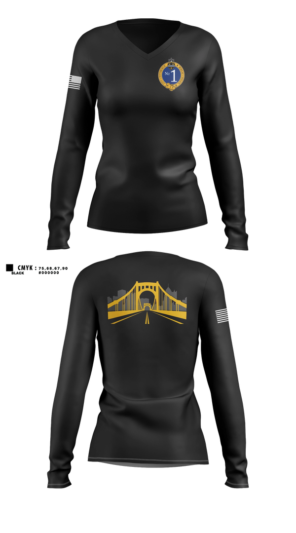 Womens Long Sleeve Vneck Shirt, Pittsburgh Police Zone 1, Police, Teamtime, Team time, sublimation, custom sports apparel, team uniforms, spirit wear, spiritwear, sports uniforms, custom shirts, team store, custom team store, fundraiser sports, apparel fundraiser