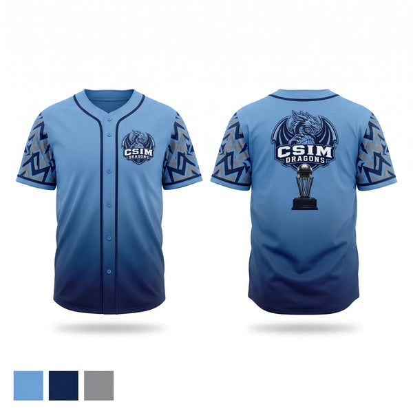Full Button Baseball Jersey, Dragons, Baseball, Teamtime, Team time, sublimation, custom sports apparel, team uniforms, spirit wear, spiritwear, sports uniforms, custom shirts, team store, custom team store, fundraiser sports, apparel fundraiser