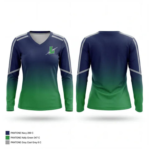 Womens Long Sleeve Vneck Shirt, Lapeer, Cheer, Teamtime, Team time, sublimation, custom sports apparel, team uniforms, spirit wear, spiritwear, sports uniforms, custom shirts, team store, custom team store, fundraiser sports, apparel fundraiser