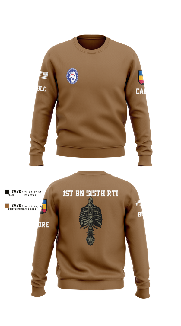 Crew Neck Sweatshirt, 1st BN 515th RTI, Army, Teamtime, Team time, sublimation, custom sports apparel, team uniforms, spirit wear, spiritwear, sports uniforms, custom shirts, team store, custom team store, fundraiser sports, apparel fundraiser