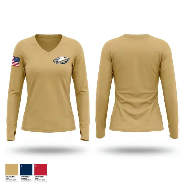Womens Long Sleeve Vneck Shirt, Golden Eagle Battalion, Army, Teamtime, Team time, sublimation, custom sports apparel, team uniforms, spirit wear, spiritwear, sports uniforms, custom shirts, team store, custom team store, fundraiser sports, apparel fundraiser