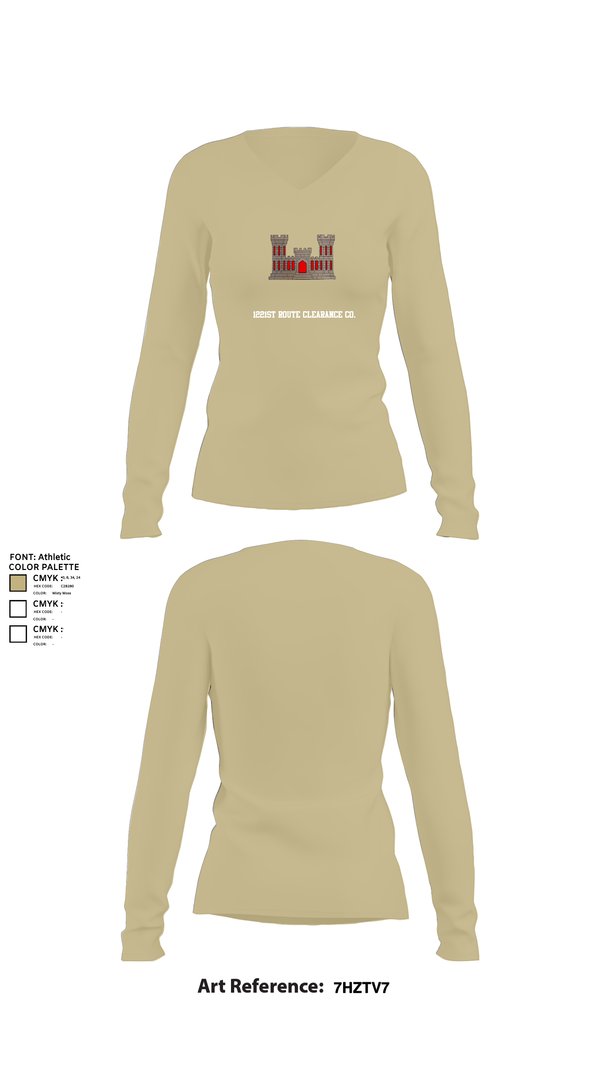 Womens Long Sleeve Vneck Shirt, 1221st Route Clearance Co., National Guard, Teamtime, Team time, sublimation, custom sports apparel, team uniforms, spirit wear, spiritwear, sports uniforms, custom shirts, team store, custom team store, fundraiser sports, apparel fundraiser