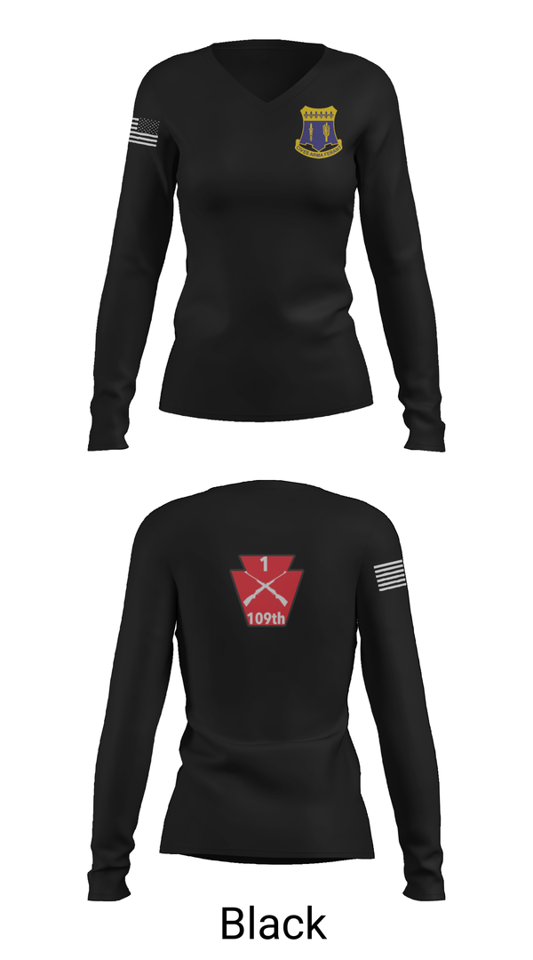 Womens Long Sleeve Vneck Shirt, A co 1/109, National Guard, Teamtime, Team time, sublimation, custom sports apparel, team uniforms, spirit wear, spiritwear, sports uniforms, custom shirts, team store, custom team store, fundraiser sports, apparel fundraiser