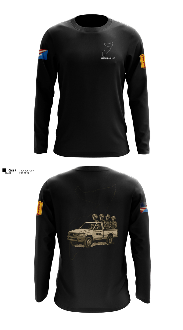 Long Sleeve Performance Shirt, 180th ESC 1st, Army, Teamtime, Team time, sublimation, custom sports apparel, team uniforms, spirit wear, spiritwear, sports uniforms, custom shirts, team store, custom team store, fundraiser sports, apparel fundraiser