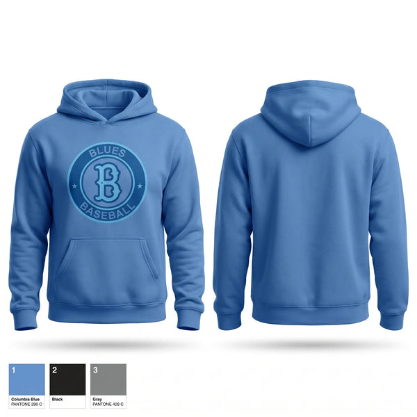 Hoodie, Blues, Baseball, Teamtime, Team time, sublimation, custom sports apparel, team uniforms, spirit wear, spiritwear, sports uniforms, custom shirts, team store, custom team store, fundraiser sports, apparel fundraiser