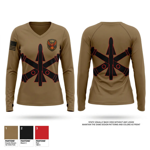 Womens Long Sleeve Vneck Shirt, FDC, HHB/3-2 ADA BN, Army, Teamtime, Team time, sublimation, custom sports apparel, team uniforms, spirit wear, spiritwear, sports uniforms, custom shirts, team store, custom team store, fundraiser sports, apparel fundraiser