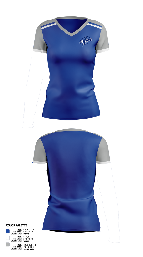 Womens Short Sleeve Vneck Shirt, Lysander Lightning, Ice Hockey, Teamtime, Team time, sublimation, custom sports apparel, team uniforms, spirit wear, spiritwear, sports uniforms, custom shirts, team store, custom team store, fundraiser sports, apparel fundraiser