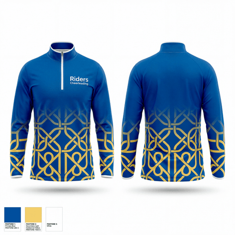 Quarter Zip Jacket, Riders Cheerleading, Cheer, Teamtime, Team time, sublimation, custom sports apparel, team uniforms, spirit wear, spiritwear, sports uniforms, custom shirts, team store, custom team store, fundraiser sports, apparel fundraiser