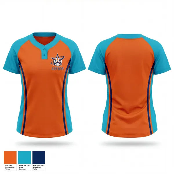 Two Button Softball Jersey, Hartford Astros, Softball, Teamtime, Team time, sublimation, custom sports apparel, team uniforms, spirit wear, spiritwear, sports uniforms, custom shirts, team store, custom team store, fundraiser sports, apparel fundraiser