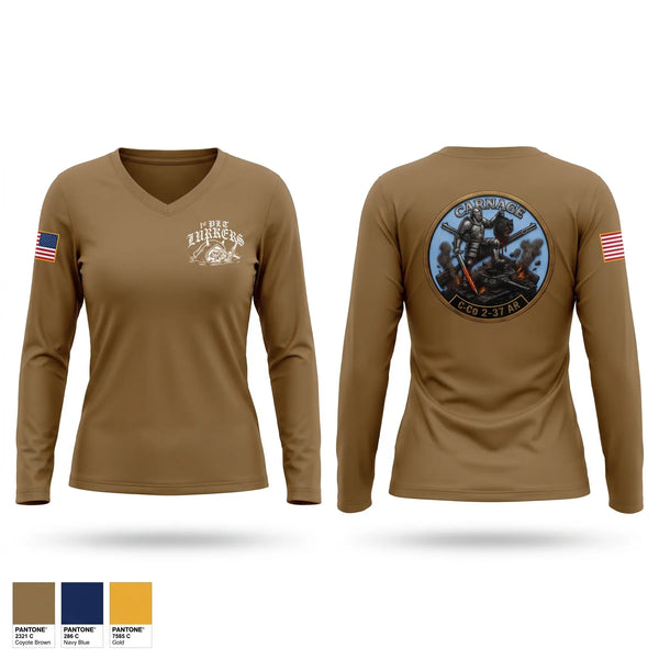 Womens Long Sleeve Vneck Shirt, Lurkers, Army, Teamtime, Team time, sublimation, custom sports apparel, team uniforms, spirit wear, spiritwear, sports uniforms, custom shirts, team store, custom team store, fundraiser sports, apparel fundraiser