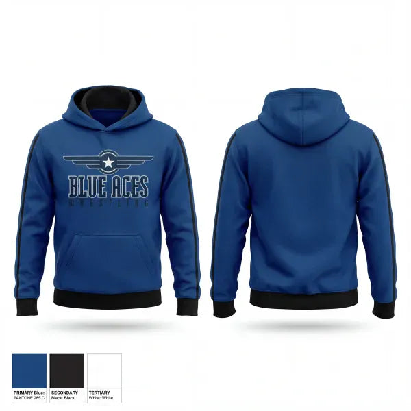 Hoodie, Blue Aces, Wrestling, Teamtime, Team time, sublimation, custom sports apparel, team uniforms, spirit wear, spiritwear, sports uniforms, custom shirts, team store, custom team store, fundraiser sports, apparel fundraiser