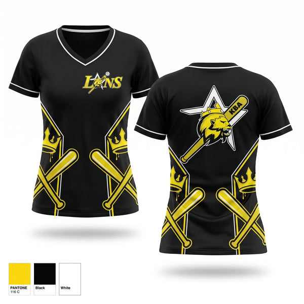 Womens Short Sleeve Vneck Shirt, KBALIONS, Baseball, Teamtime, Team time, sublimation, custom sports apparel, team uniforms, spirit wear, spiritwear, sports uniforms, custom shirts, team store, custom team store, fundraiser sports, apparel fundraiser