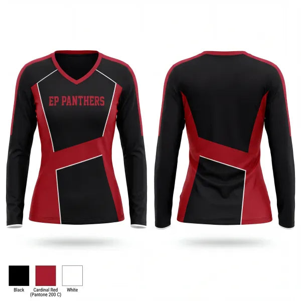 Womens Long Sleeve Vneck Shirt, EP Panthers, Men's Basketball, Teamtime, Team time, sublimation, custom sports apparel, team uniforms, spirit wear, spiritwear, sports uniforms, custom shirts, team store, custom team store, fundraiser sports, apparel fundraiser