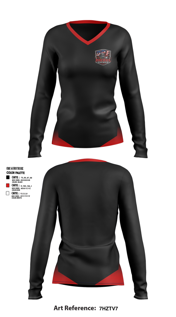 Womens Long Sleeve Vneck Shirt, Diesel, Softball, Teamtime, Team time, sublimation, custom sports apparel, team uniforms, spirit wear, spiritwear, sports uniforms, custom shirts, team store, custom team store, fundraiser sports, apparel fundraiser