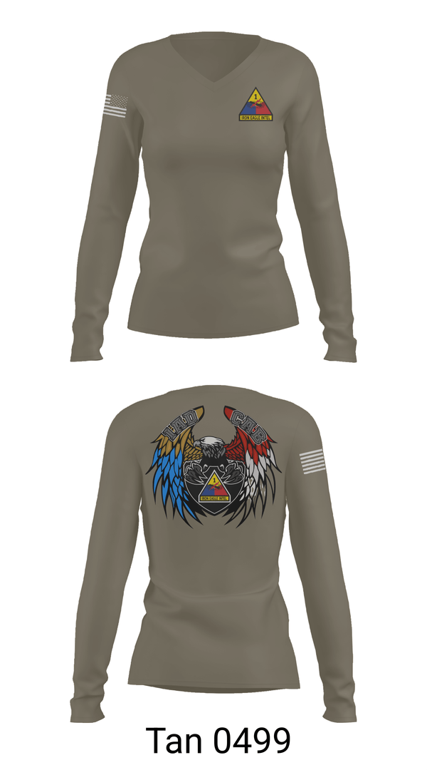 Womens Long Sleeve Vneck Shirt, 1 AD CAB, Army, Teamtime, Team time, sublimation, custom sports apparel, team uniforms, spirit wear, spiritwear, sports uniforms, custom shirts, team store, custom team store, fundraiser sports, apparel fundraiser