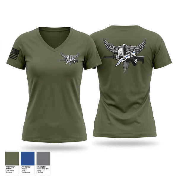 Womens Short Sleeve Vneck Shirt, Special Reaction Team, Marines, Teamtime, Team time, sublimation, custom sports apparel, team uniforms, spirit wear, spiritwear, sports uniforms, custom shirts, team store, custom team store, fundraiser sports, apparel fundraiser