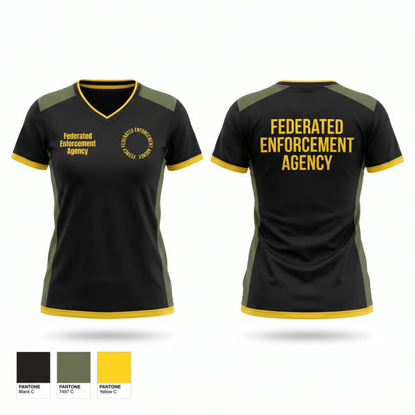 Womens Short Sleeve Vneck Shirt, Federated Enforcement Agency, , Teamtime, Team time, sublimation, custom sports apparel, team uniforms, spirit wear, spiritwear, sports uniforms, custom shirts, team store, custom team store, fundraiser sports, apparel fundraiser