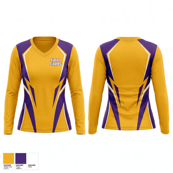 Womens Long Sleeve Vneck Shirt, Eaton Eagles, Cross Country, Teamtime, Team time, sublimation, custom sports apparel, team uniforms, spirit wear, spiritwear, sports uniforms, custom shirts, team store, custom team store, fundraiser sports, apparel fundraiser