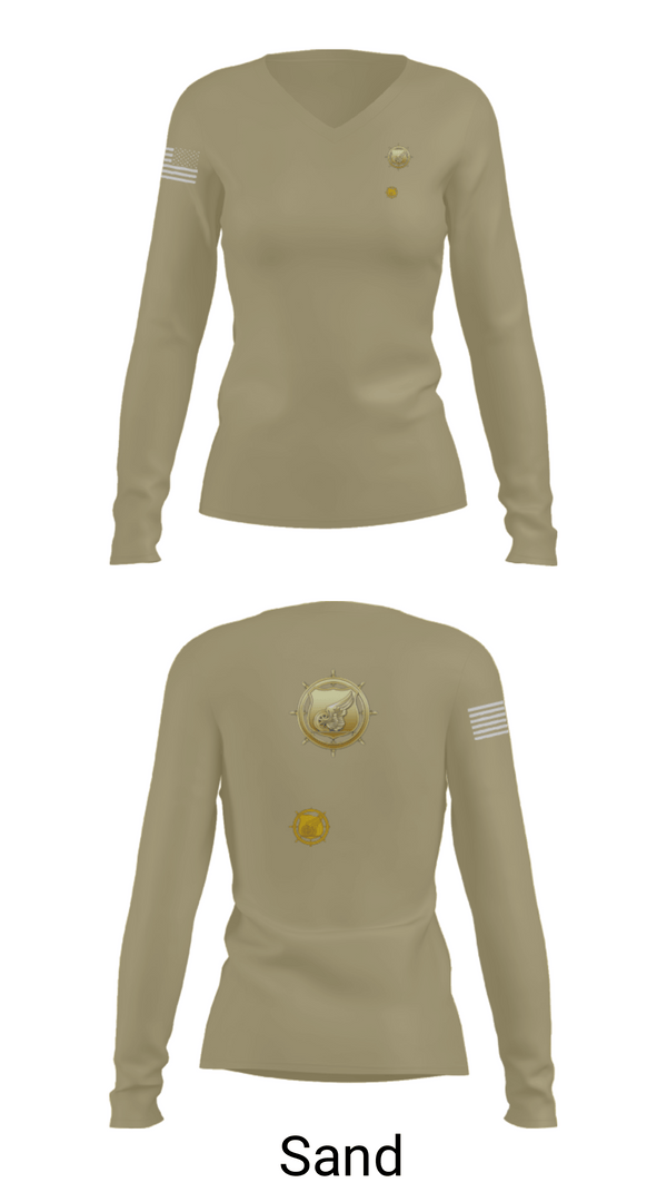 Women's Long Sleeve Vneck Shirt, 383rd MCT, Army, Teamtime, Team time, sublimation, custom sports apparel, team uniforms, spirit wear, spiritwear, sports uniforms, custom shirts, team store, custom team store, fundraiser sports, apparel fundraiser