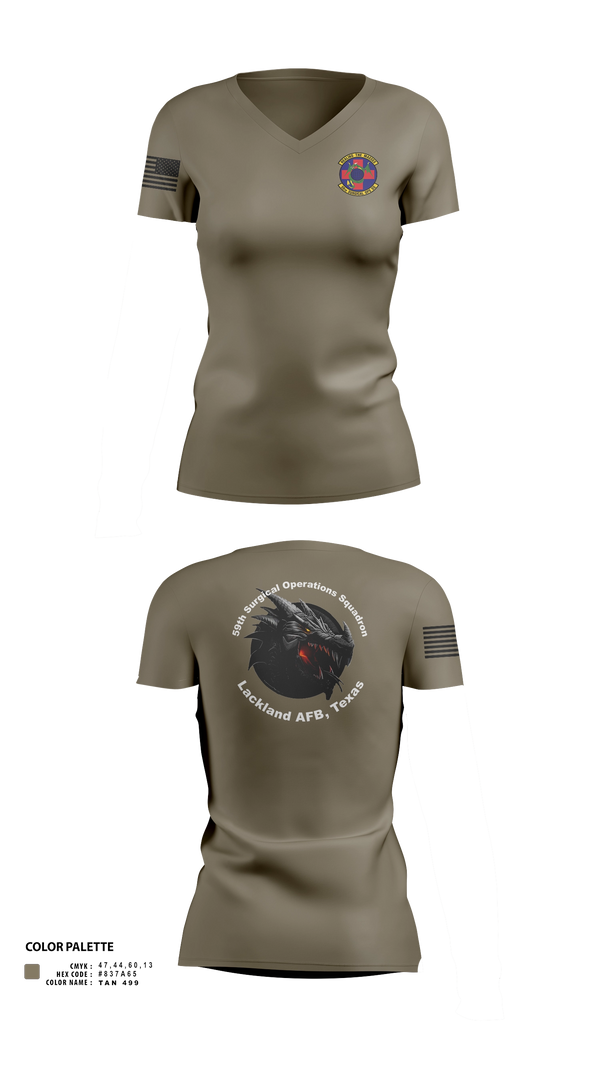 Women's Short Sleeve Vneck Shirt, 59th Surgical Operations Squadron, Air Force, Teamtime, Team time, sublimation, custom sports apparel, team uniforms, spirit wear, spiritwear, sports uniforms, custom shirts, team store, custom team store, fundraiser sports, apparel fundraiser