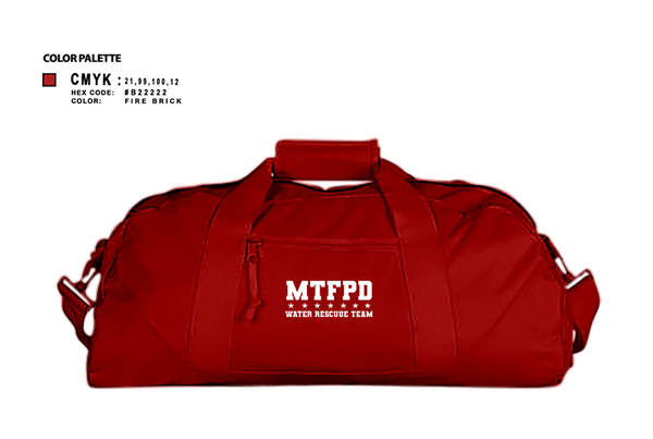 Duffle Bag, MTFPD Water Rescue Teams, Fire Department, Teamtime, Team time, sublimation, custom sports apparel, team uniforms, spirit wear, spiritwear, sports uniforms, custom shirts, team store, custom team store, fundraiser sports, apparel fundraiser