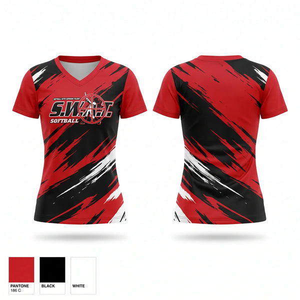 Womens Short Sleeve Vneck Shirt, S.W.A.T., Softball, Teamtime, Team time, sublimation, custom sports apparel, team uniforms, spirit wear, spiritwear, sports uniforms, custom shirts, team store, custom team store, fundraiser sports, apparel fundraiser