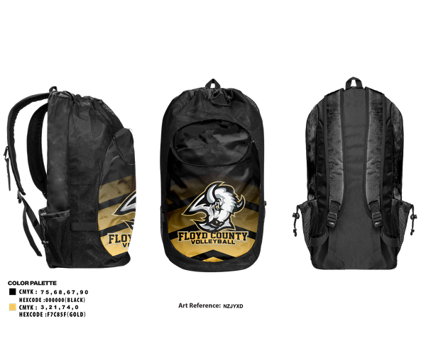 Gear Bag, Floyd County Volleyball, Women's Volleyball, Teamtime, Team time, sublimation, custom sports apparel, team uniforms, spirit wear, spiritwear, sports uniforms, custom shirts, team store, custom team store, fundraiser sports, apparel fundraiser