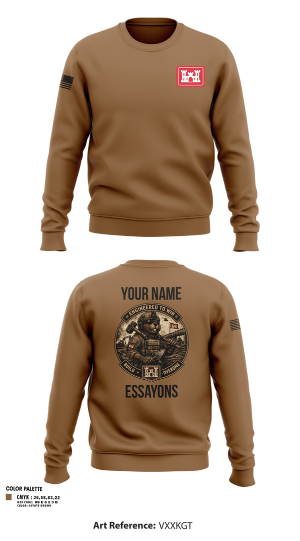 Crew Neck Sweatshirt, 279 EN DET, Army, Teamtime, Team time, sublimation, custom sports apparel, team uniforms, spirit wear, spiritwear, sports uniforms, custom shirts, team store, custom team store, fundraiser sports, apparel fundraiser