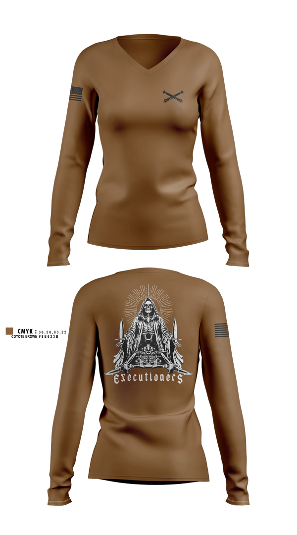 Womens Long Sleeve Vneck Shirt, 1/C 36, Army, Teamtime, Team time, sublimation, custom sports apparel, team uniforms, spirit wear, spiritwear, sports uniforms, custom shirts, team store, custom team store, fundraiser sports, apparel fundraiser